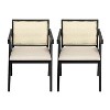 NicBex Set of 2 Mid Century Rubber Wood Arm/Armless Dining Chairs with Rattan Backrest,Farmhouse Accent Chairs for Dining Room,Kitchen - 3 of 4