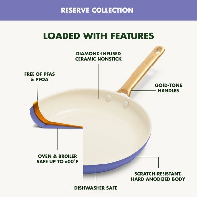 Periwinkle and Gold 14-Piece Nonstick Ceramic Cookware Set