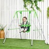 Outsunny Toddler Swing Set with Metal Stand, Safety Seat Belt, Baby Swing Set for Kids Aged 6-36 Months, Green - 3 of 4