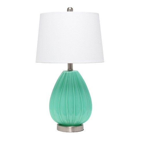 Pleated Table Lamp With Fabric Shade, Seafoam Green Table Lamps