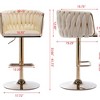 DSVIMOY Counter and Bar Stool Set of 2 Velvet Swivel Stools with Chrome Footrest and Golden Legs for Kitchen and Dining, Beige, 29.13"*20.07"*20.86" - 3 of 4