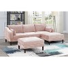 NicBex Couches for Living Room Contemporary 5pcs Modular Sectional Sofa Set L-Shaped Upholstered Sofa Couch 1 Arm Chairs Armless Chair Ottomans, Pink - 3 of 4