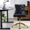 CAVINAS Ergonomic Office Chair, Tufted Button Home Office Chair with Golden Metal Base, Velvet Upholstered Adjustable Desk Chair Swivel Office Chair - 3 of 4