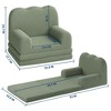 GustoWave Kids Couch, 2-in-1 Toddler Couch Fold Out, Convertible Sofa to Lounger with Wave Design, Foam Kids Chair - 3 of 4