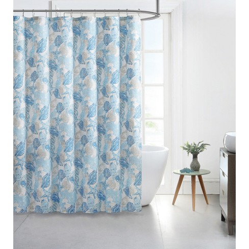 Coastal Blue Shower Curtain for Your Beach Bathroom Decor Coral