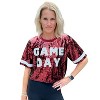 Women's Sequin Game Day Jersey Crop Top - Live Love Gameday Small - 3 of 3