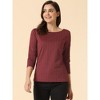 Allegra K Women's Work Office 3/4 Sleeve Boat Neck Houndstooth Printed Blouse - 2 of 4