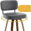 Bekrvio 26"/29" Mid-Century Modern Swivel Bar Stools Set of 1/2/3/4- Faux Leather Upholstered with Back and Bent Wood Legs,Ideal for Kitchen Island - 4 of 4