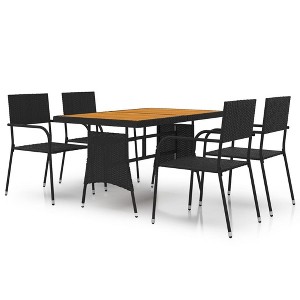 vidaXL Patio Furniture Set 9 Piece Table and Chair with Cushions Poly Rattan - 1 of 4