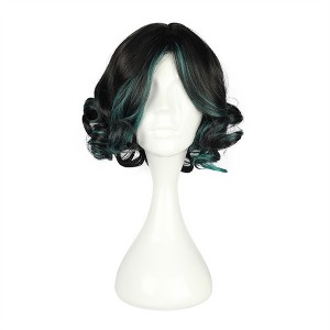 Unique Bargains Women's Halloween Curly Wigs 12" Black with Wig Cap Short Hair - 1 of 4