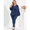 Agnes Orinda Women's Plus Size Long Sleeve Work Fashion Flowy Ruffle V Neck Office Chiffon Blouses - 3 of 4