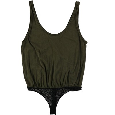 Free People Womens Sydney Lace-Contrast Bodysuit Jumpsuit