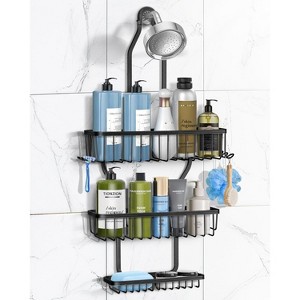 Aoibox Shower Caddy Hanging Organizer with Soap Basket & 6 Hooks, Rustproof Aluminum Over Showerhead Storage for Bathroom Essentials - 1 of 4