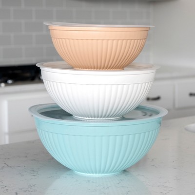 Earth-Tone Melamine 6-Piece Covered Bowl Set