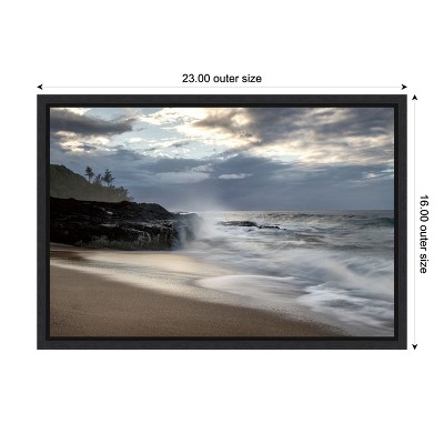 Secret Beach Ocean Scene Framed Canvas Print 23 x 16 inches