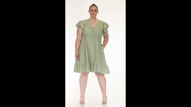 Plus Size Ruffle Sleeve Knee-Length Dress, 2 of 7, play video