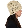 Anna-Kaci Crochet Floral Slouchy Beanie Hat Lightweight Handmade Knit Cutout Skull Cap for Women - 2 of 4