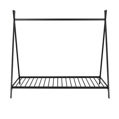 Bellemave House Bed Tent Bed Frame Twin Size Metal Floor Play House Bed with Slat for Kids Girls Boys , No Box Spring Needed Black