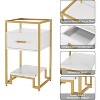 1PCS Nightstands, Beside Table with Storage Drawer and 3-Tier Storage，Small End Table with Steel Frame - 4 of 4