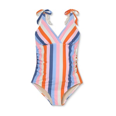 V-Neck with Tie-Strap One Piece Maternity Swimsuit - Isabel Maternity by Ingrid & Isabel™ Striped