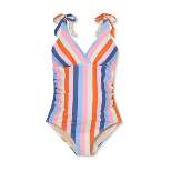 V-Neck with Tie-Strap One Piece Maternity Swimsuit - Isabel Maternity by Ingrid & Isabel™ Striped XL
