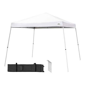 Caravan Canopy V Series 12 by 12 Foot Outdoor Shade Instant Canopy Kit with Steel Frame and 150D Polyester Canopy Top, 3 Leg Height Settings, White