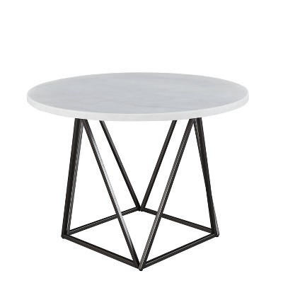 Ramona White Marble Top Round Dining Table with Bronze Base