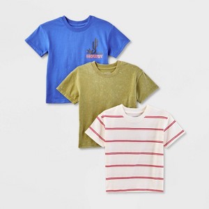 Grayson Mini Toddler Boys' 3pk Striped Graphic T-Shirt - 1 of 3