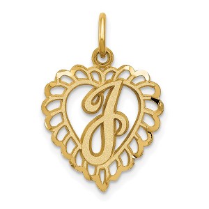 Black Bow Jewelry 14k Yellow Gold, Grace Collection, Satin Heart Initial J Pendant, 15mm - 1 of 4