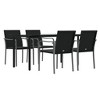 vidaXL 5 Piece Patio Dining Set with Cushions Poly Rattan and Steel - Black 63" Table Length 4 Chairs - 3 of 4