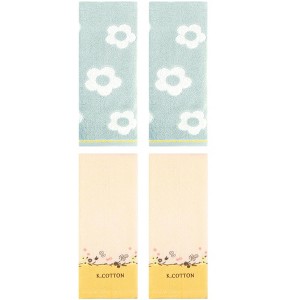 REGALWOVEN 4 Pcs Cute Floral Pattern Cotton Bathroom Soft Absorbent Hand Towel - 1 of 4