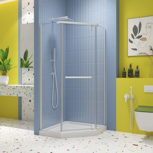 NicBex Shower Door 34.75" Wx72"H Frameless Piovt Shower Door with 1/4" (6mm) Clear SGCC Tempered Glass with Reversible Installation - 1 of 4