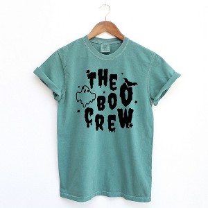 Simply Sage Market Women's The Boo Crew Bat And Ghost Short Sleeve Garment Dyed Tee - 1 of 2