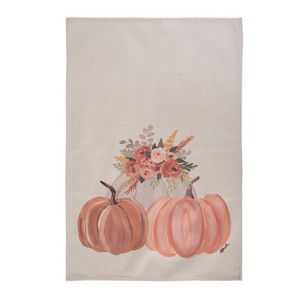 Transpac Pumpkin Floral Tea Towel Fall Harvest Kitchen Textile Multicolor Polyester Indoor Decor Gift Hostess - 1 of 1
