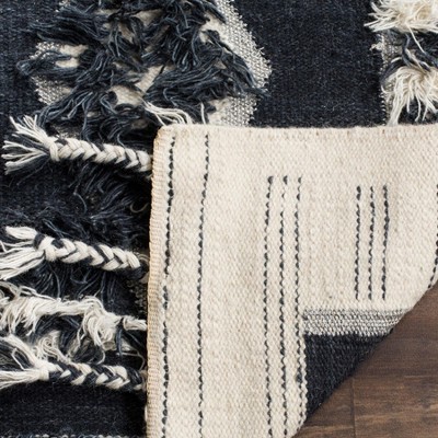 Charcoal & Ivory Geometric Hand-Knotted Wool Area Rug 9' x 12'