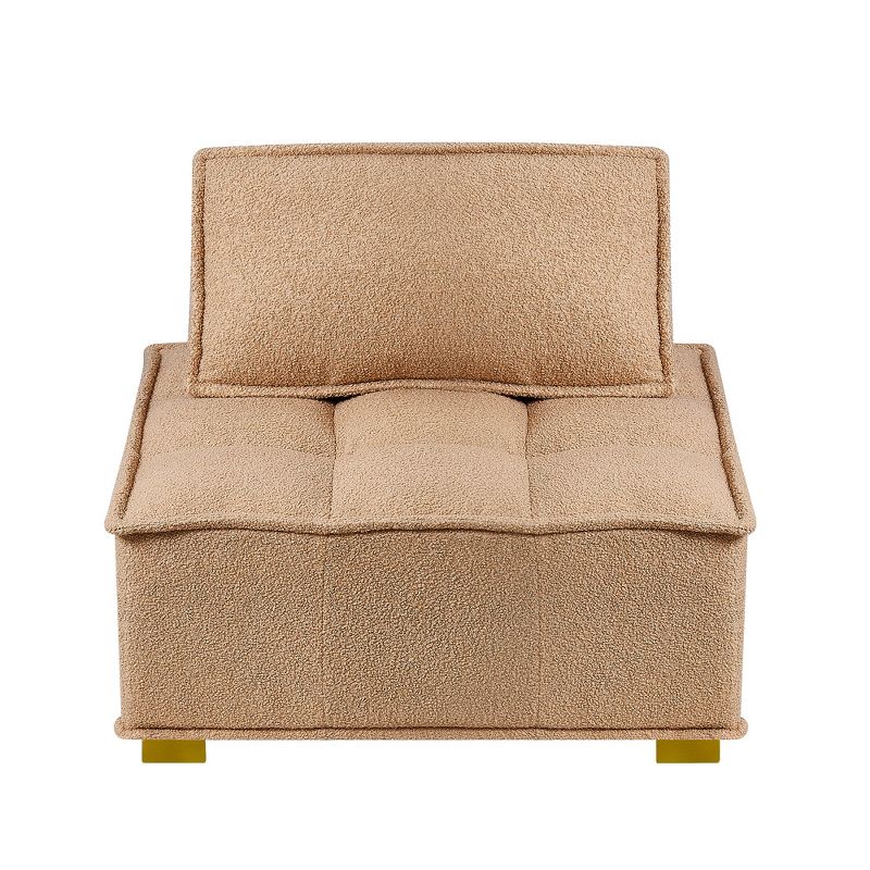 31.5" Barrel Chair Leisure Sofa,Teddy Upholstered Lazy Sofa,Teddy Upholstered Removable Armless Accent Chair Rubberwood Legs and Pillow-Maison Boucle, 4 of 9