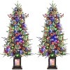 3ft Snow Flocked Christmas Tree, Small Artificial Christmas Tree with Base & 78 Lights, 8 Lighting Modes Hinged Xmas Tree, Christmas Decor - 2 of 4