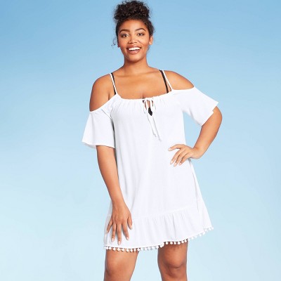 white open shoulder dress