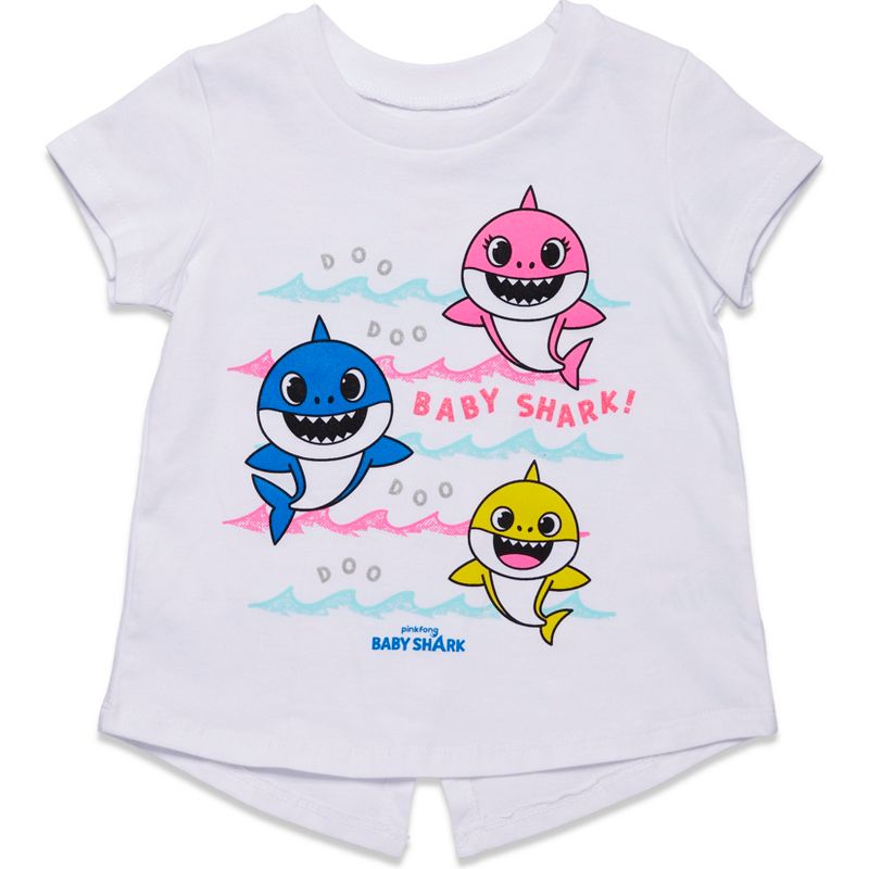 Pinkfong Baby Shark Baby Girls French Terry Graphic T-Shirt & Shorts Set Pink/White , 2 of 4