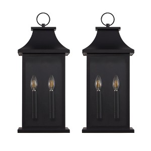 DAKAFUL Outdoor and Waterproof Exterior Wall light,Porch wall lamp with Glass lampshade-Black - 1 of 4