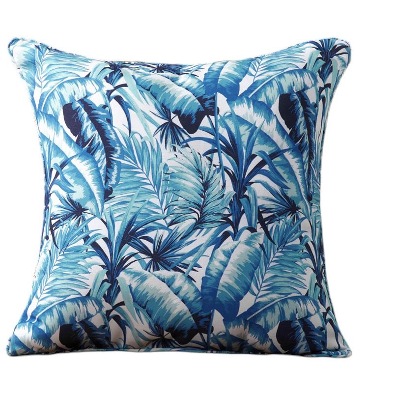 Kate Aurora 2 Piece Blue Tropical Floral Indoor/Outdoor Oversized & Overfilled Zippered Throw Pillow - 20" X 20", 1 of 3