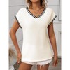 Cap Sleeve Knit Sweater Tops Sleeveless Vest  Oversized Summer Tank Trendy Short Sleeve T Shirts - 2 of 4