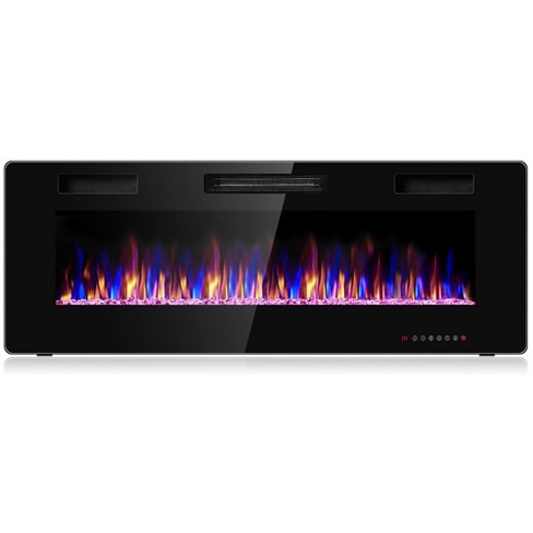 Costway 50 Electric Fireplace Recessed Ultra Thin Wall Mounted Heater  Multicolor Flame : Target