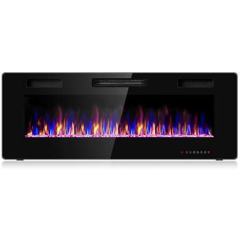 Costway 50" Electric Fireplace Recessed Ultra Thin Wall Mounted Heater Multicolor Flame