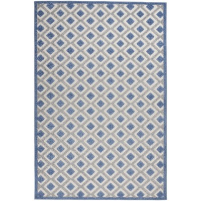 Modern Diamonds 6' x 9' Blue/Grey Synthetic Outdoor Rug