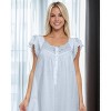 ADR Women's Cotton Nightgown, Short Sleeve Lace Trimmed Button Up Long Vintage Night Dress Gown - 4 of 4