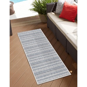 Unique Loom Outdoor Striped Maia Striped Woven Area Rug - 1 of 4