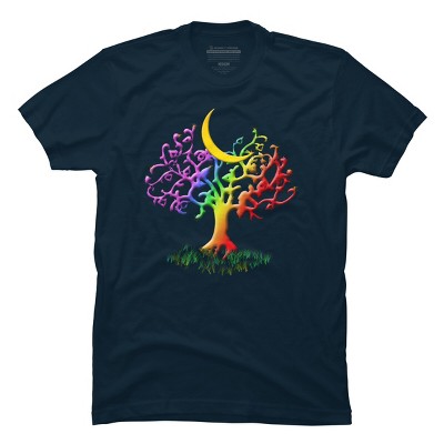 Adult Design By Humans Rainbow Pride Tree of Life By Fluffydstroyer T-Shirt