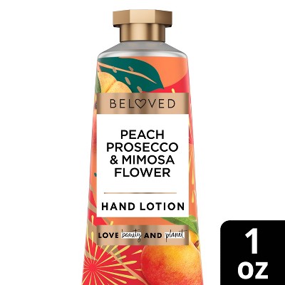 Beloved Peach Prosecco & Mimosa Flower Hand Lotion, Travel Size 1oz