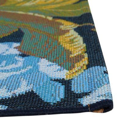Multi-Color Botanical Floral Outdoor Rectangular Rug